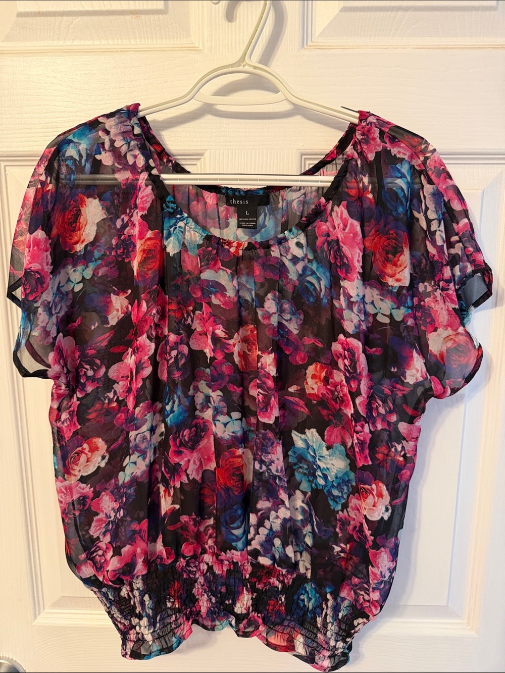 Thesis Floral Sheer Blouse in Pink & Blue